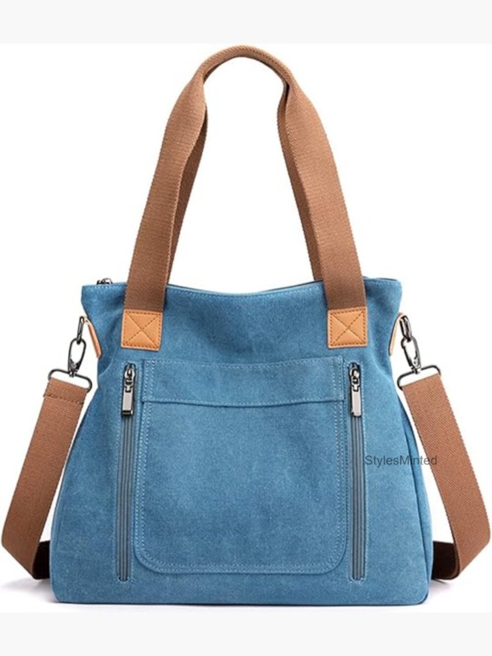 Canvas Tote Bag Multi-pocket Work Shoulder Crossbody Handbag